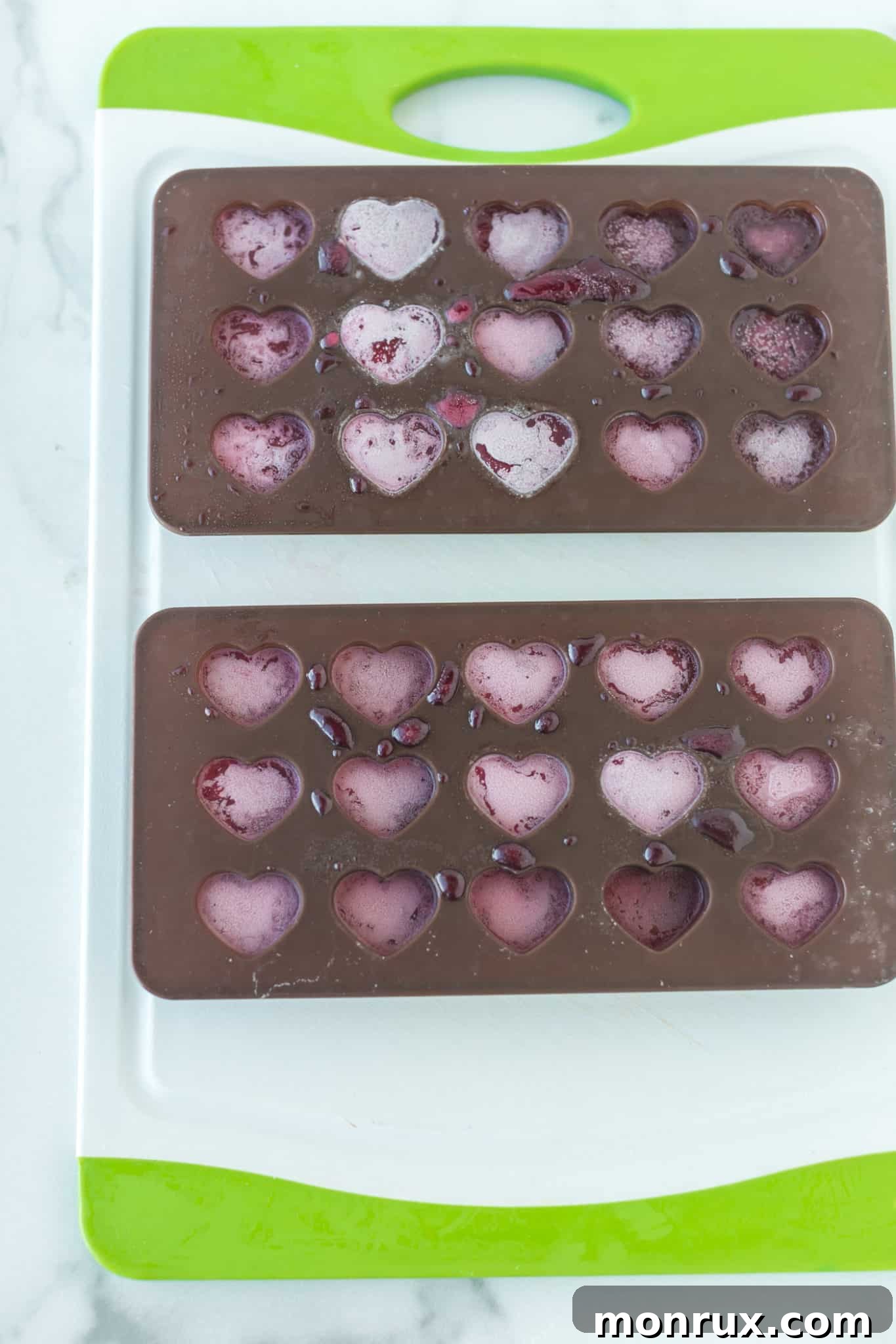 heart shaped gummies set in molds