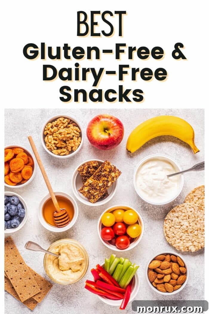 Image promoting a free downloadable PDF guide for healthy gluten-free and dairy-free snacks.