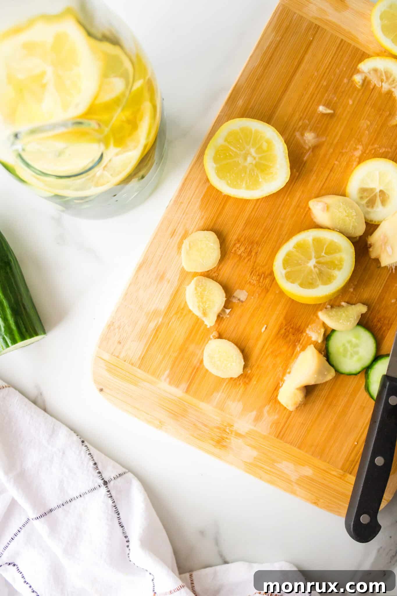 chopped produce for infused water.