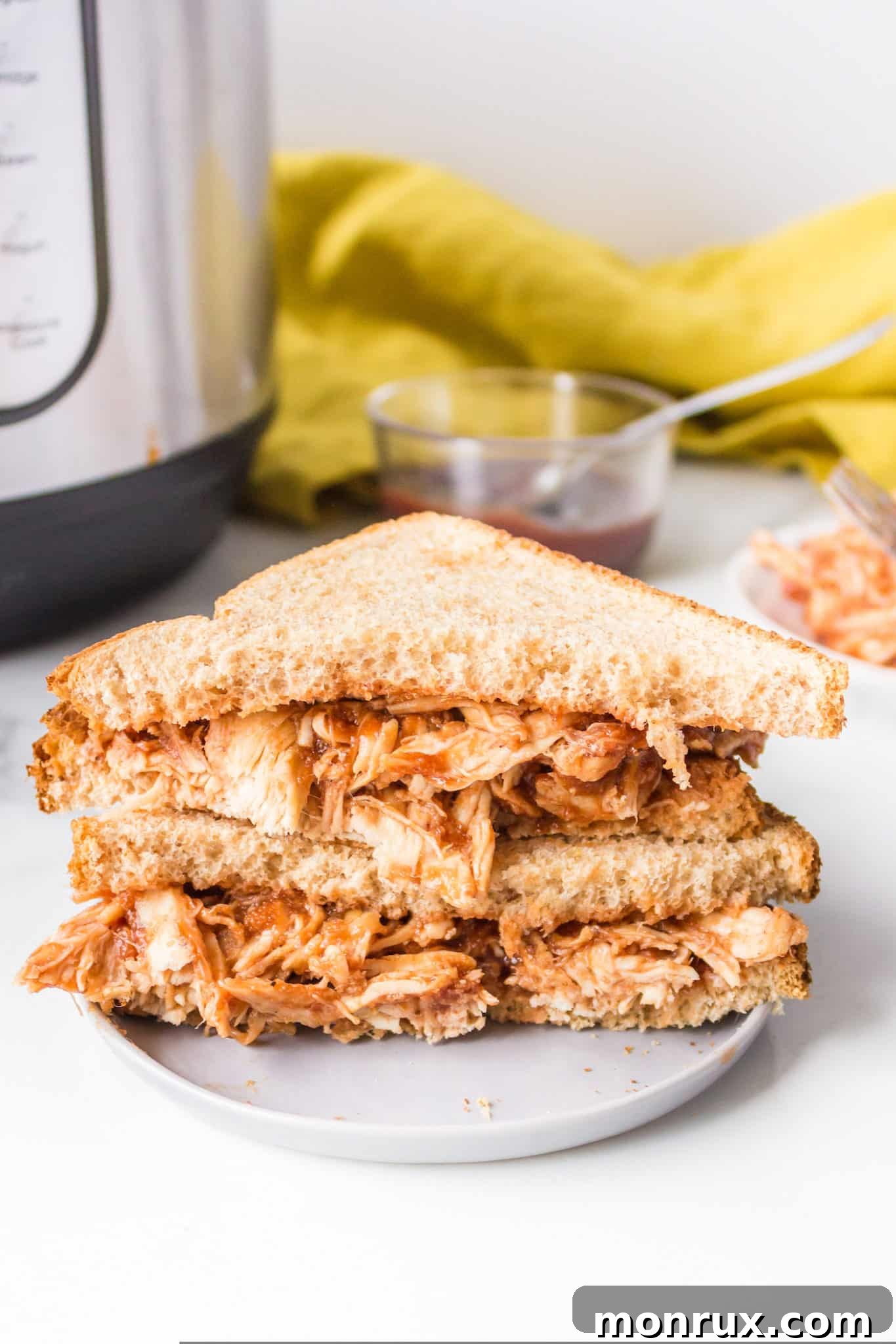 Pulled BBQ chicken sandwich.