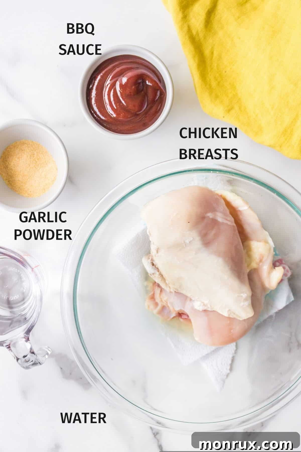 ingredients for making instant pot bbq pulled chicken.