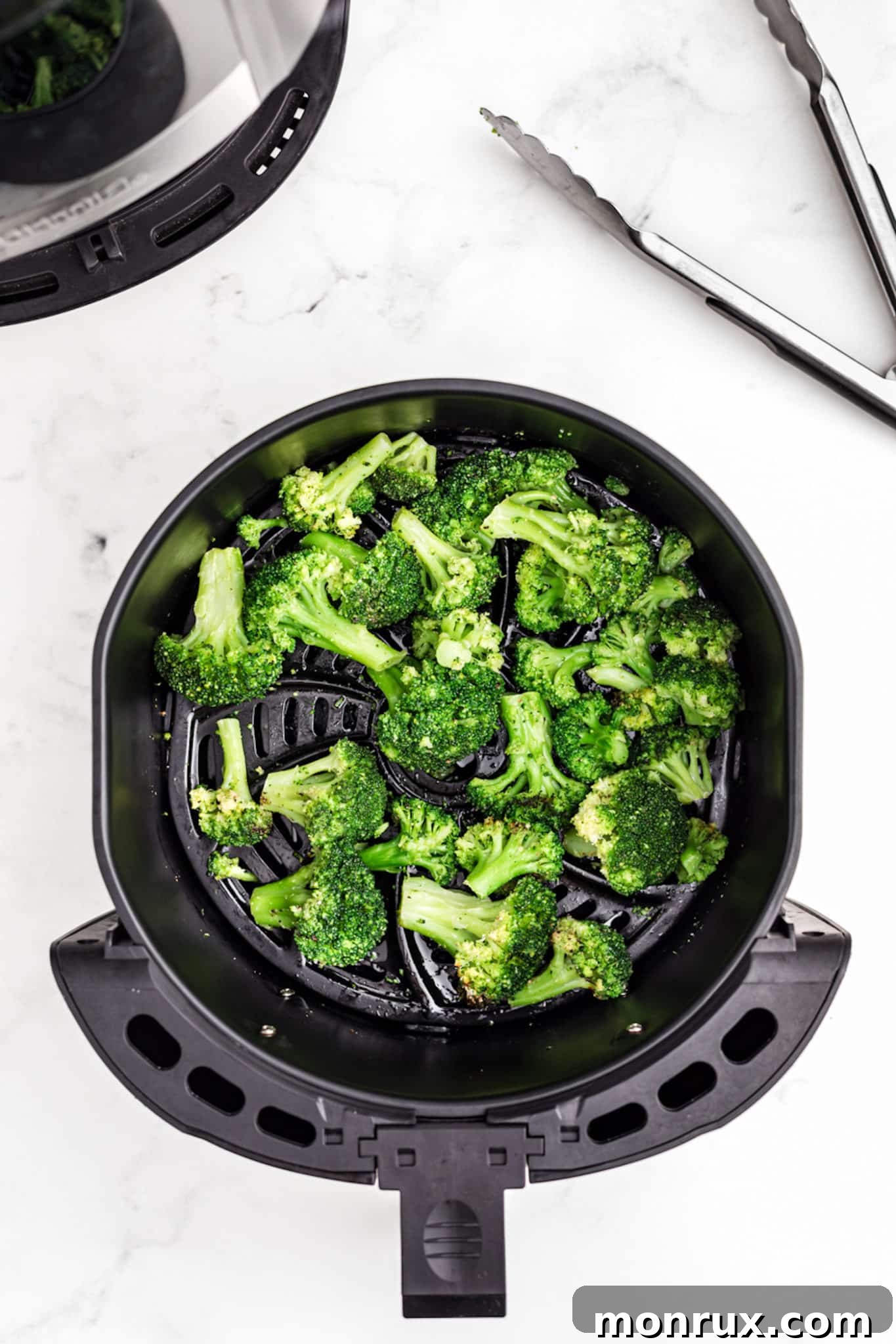 cooked broccoli in the air fryer.