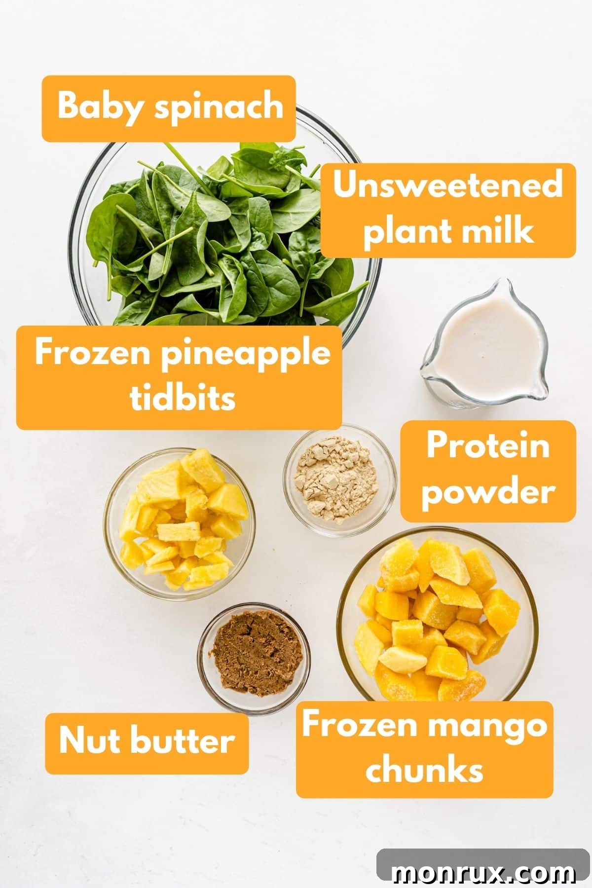ingredients for pineapple mango smoothie