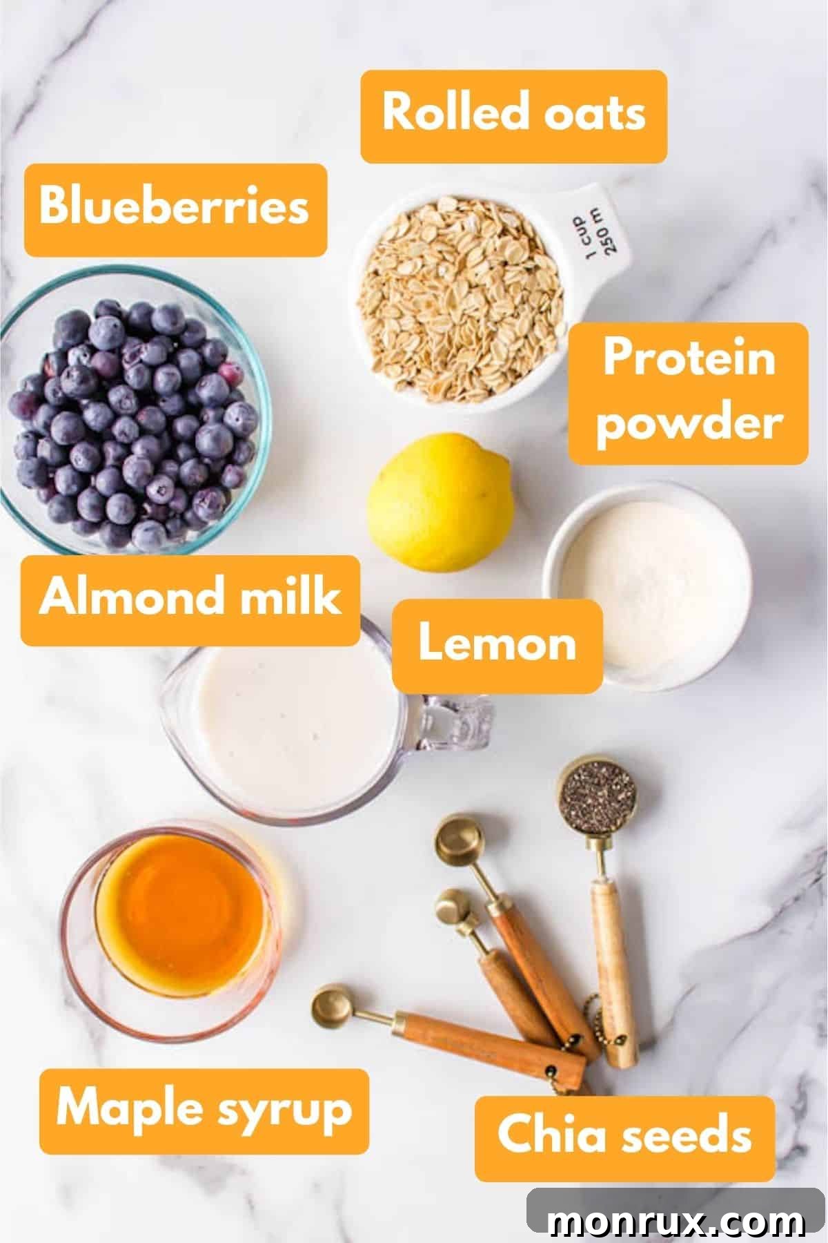 ingredients for blueberry overnight oats.