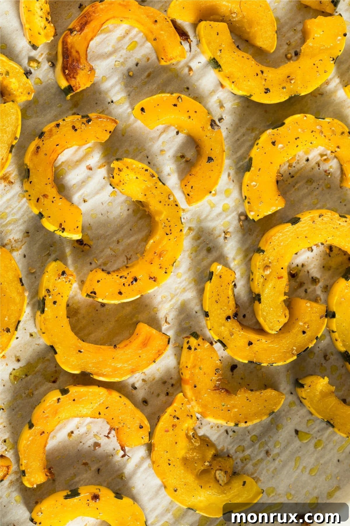roasted delicata squash, perfectly caramelized and inviting.