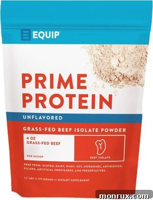Bag of Equip Foods Prime Protein powder, made from grass-fed beef isolate.