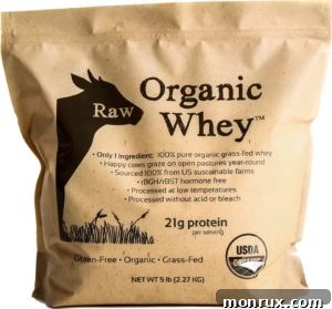 Raw Organic Whey Undenatured 100% Grass Fed protein powder, a dairy-based option.