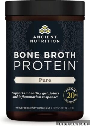 Ancient Nutrition Bone Broth Protein powder, supporting gut health and collagen intake.