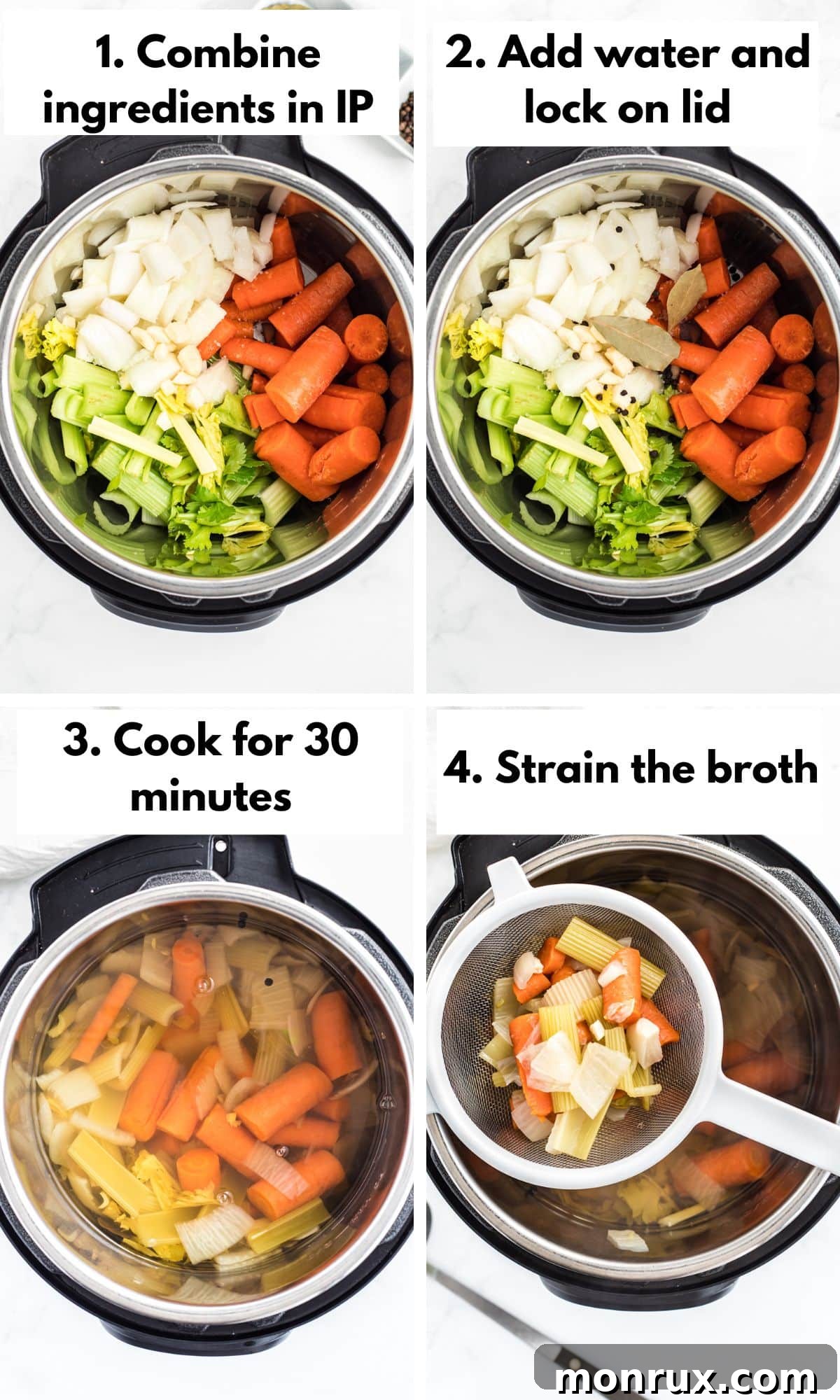 process shot collage for instant pot vegetable broth.