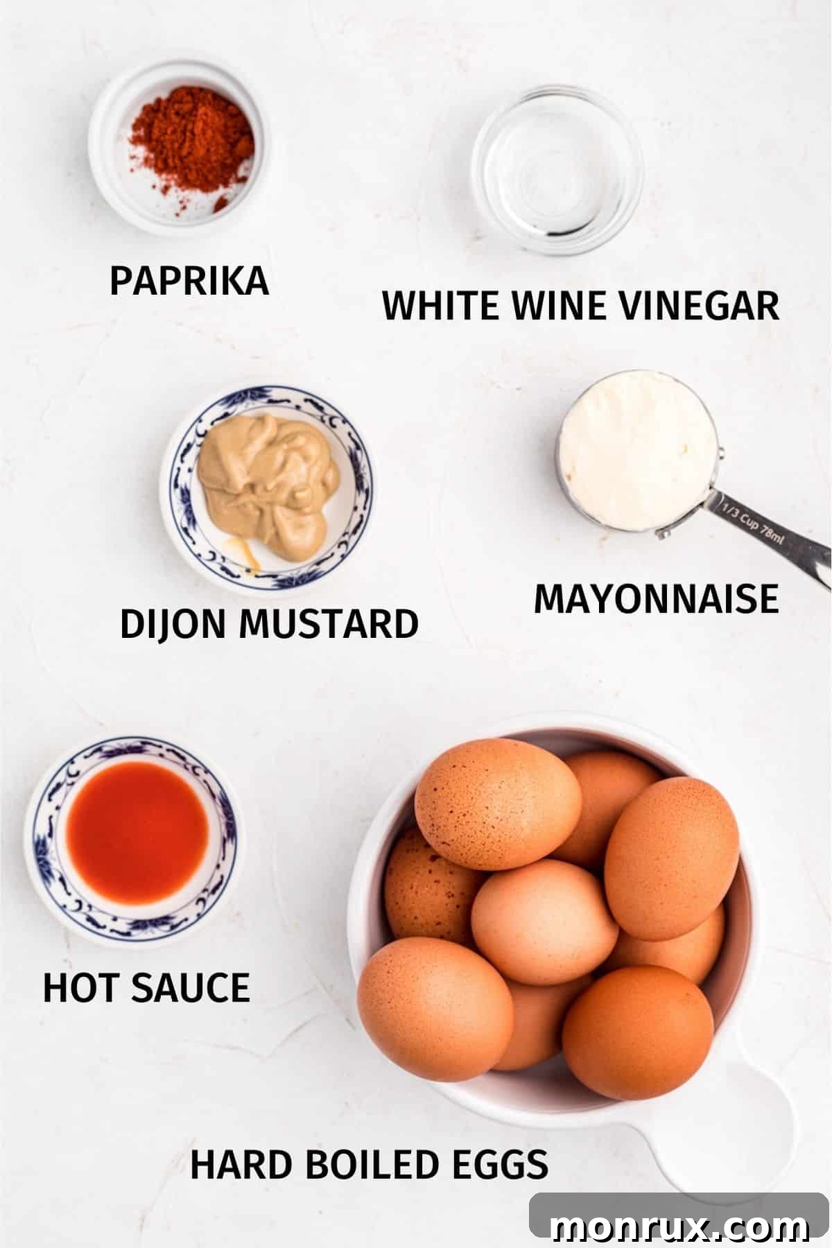 Ingredients for keto deviled eggs.