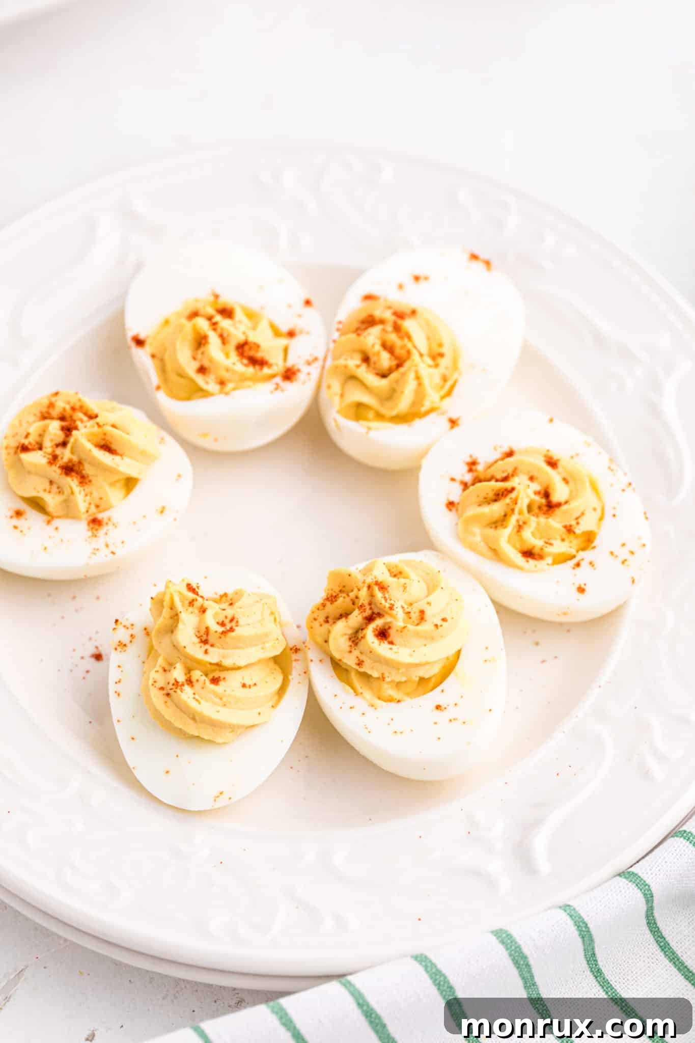 keto deviled eggs served on a platter.