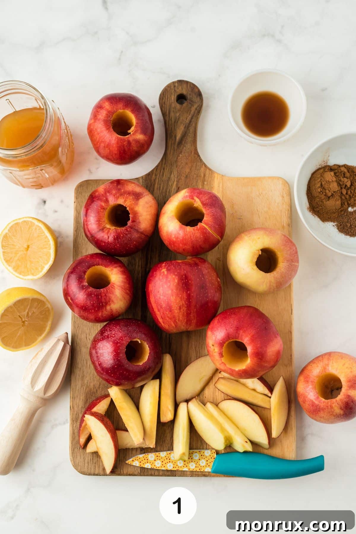 Washed, cored, and sliced apples in a bowl, ready for the Instant Pot.