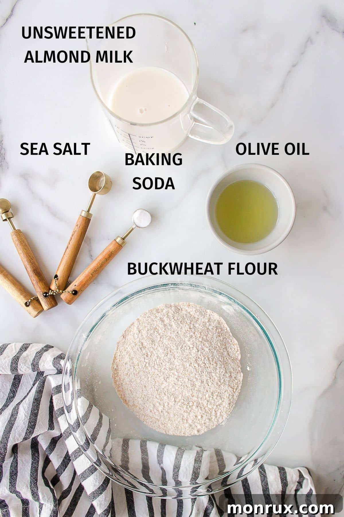 ingredients for buckwheat bread.