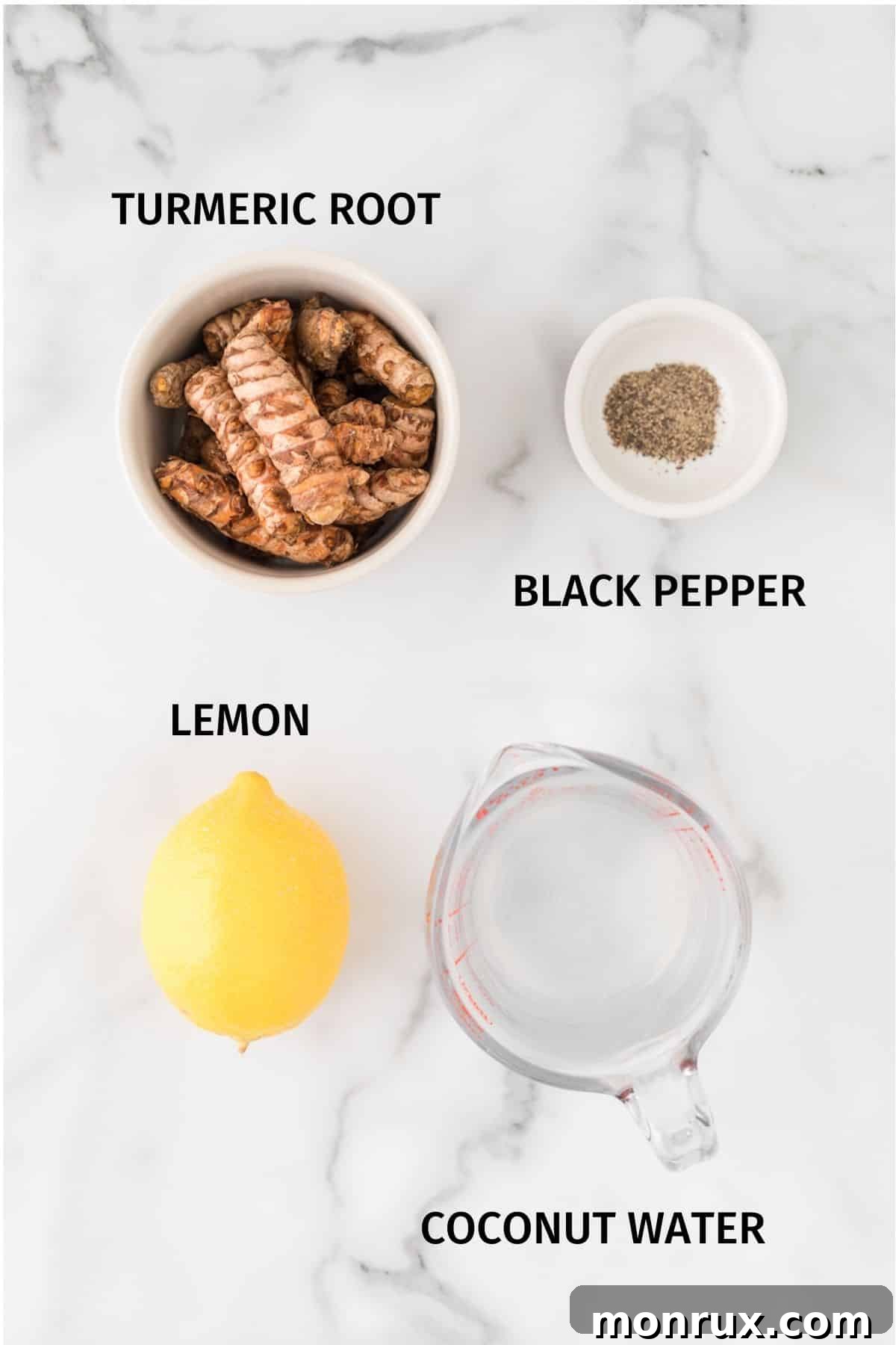 ingredients for turmeric shot.