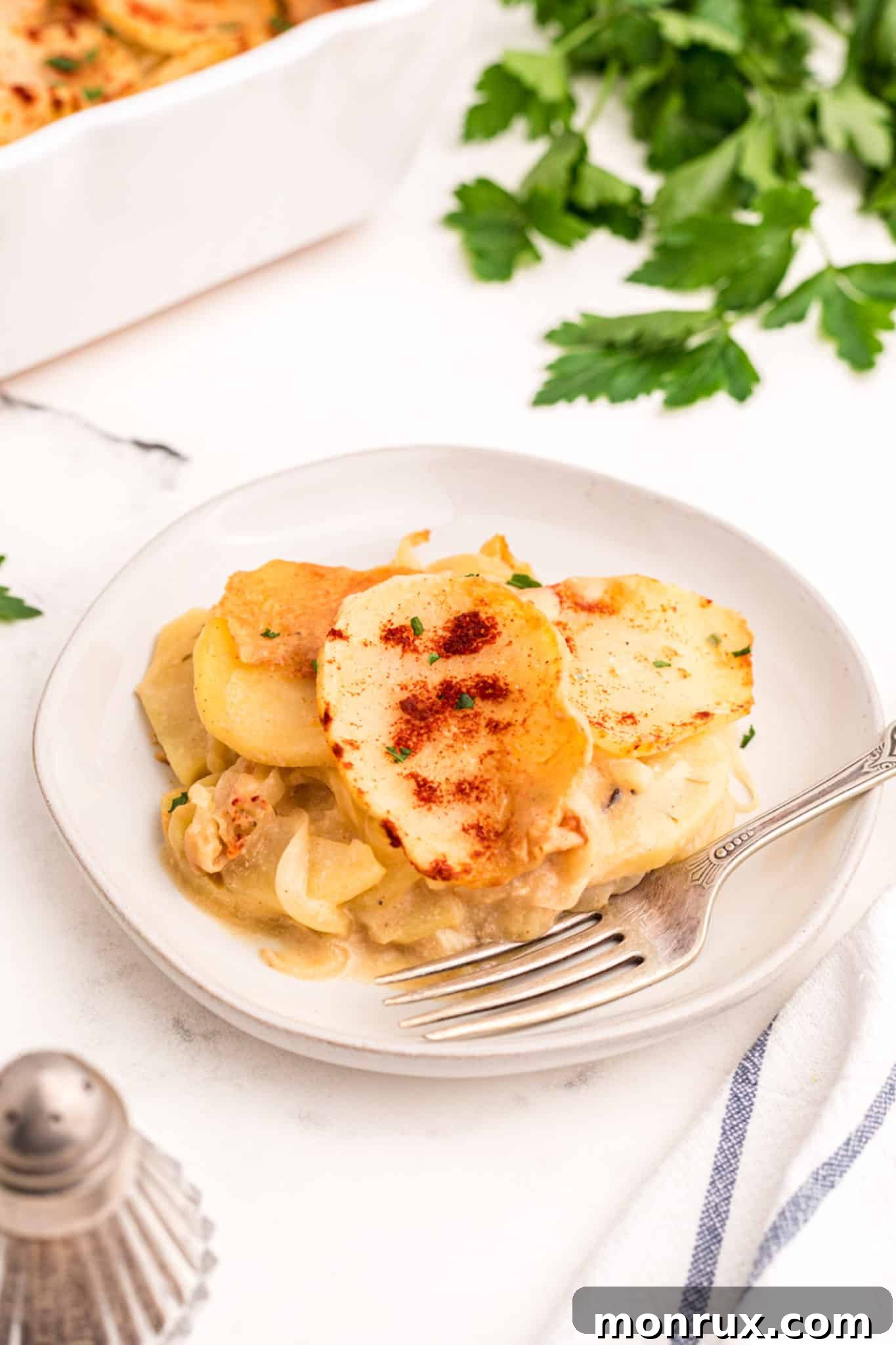 gluten-free dairy-free scalloped potatoes on a plate.