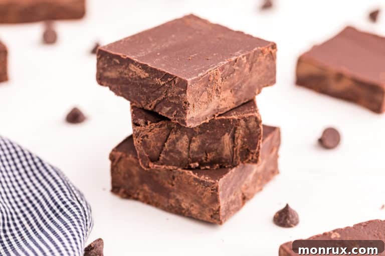 a stack of vegan fudge on a plate, ready to serve