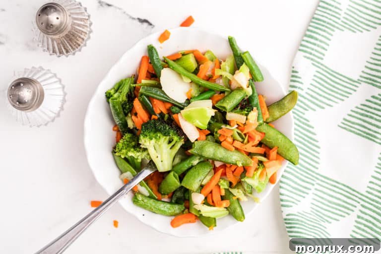 A plate of air-fried vegetables, golden and ready to eat.