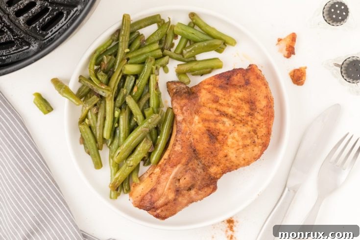 Air fried pork chops with bone, no breading.