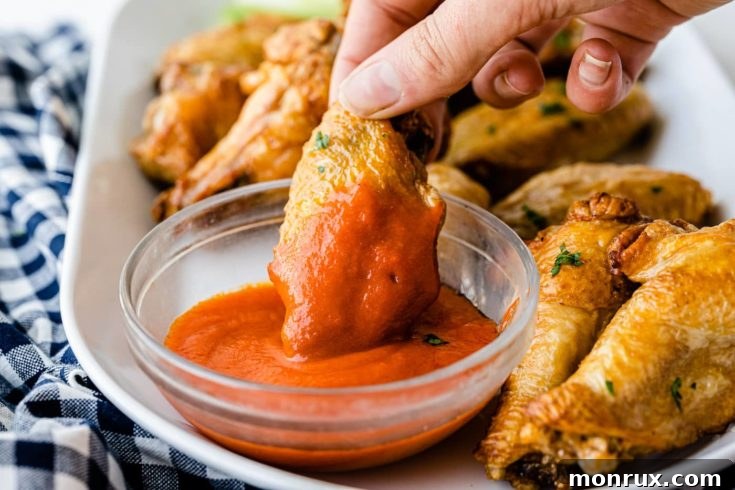 Crispy air fried frozen chicken wings.