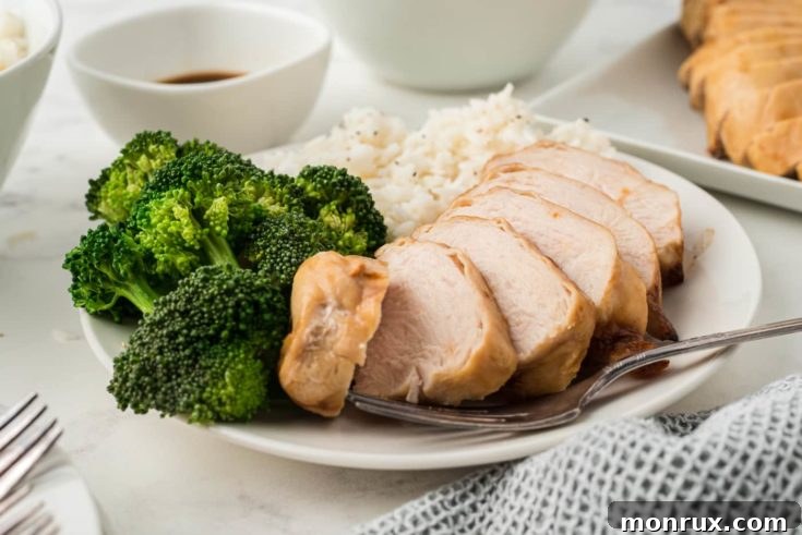 Air fried teriyaki chicken breasts, sliced.