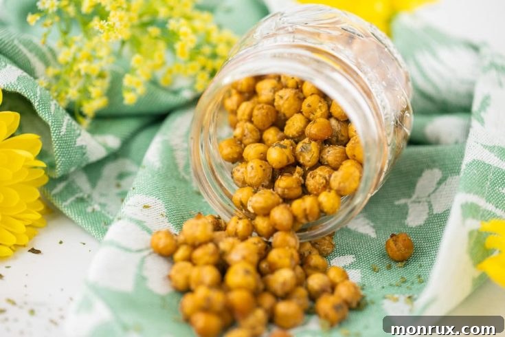 Ranch flavored roasted chickpeas from an air fryer.