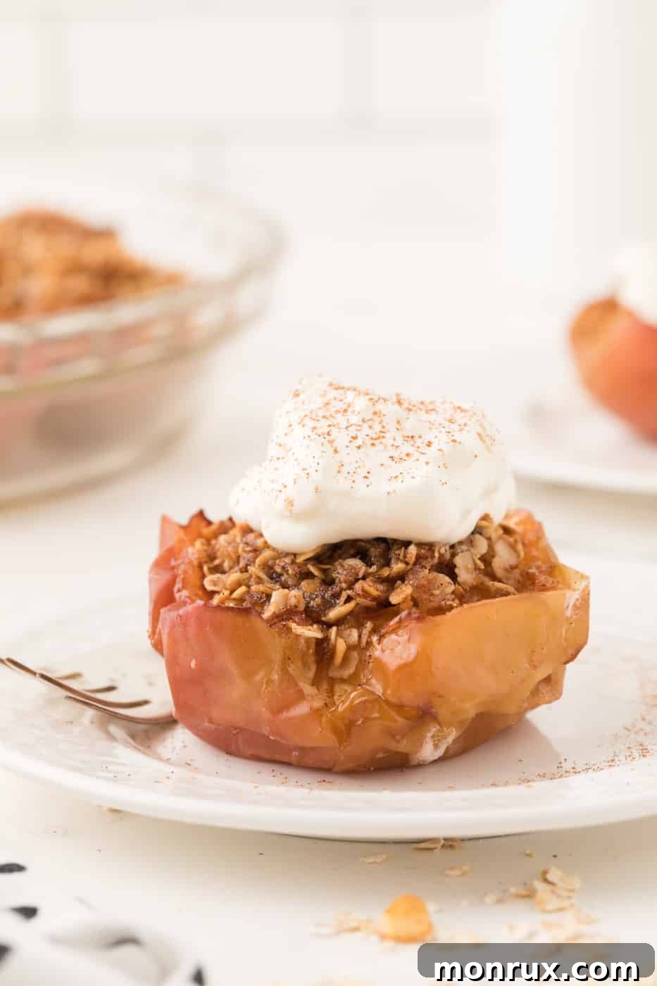 A charming serving of baked apples, lightly spiced and tender.