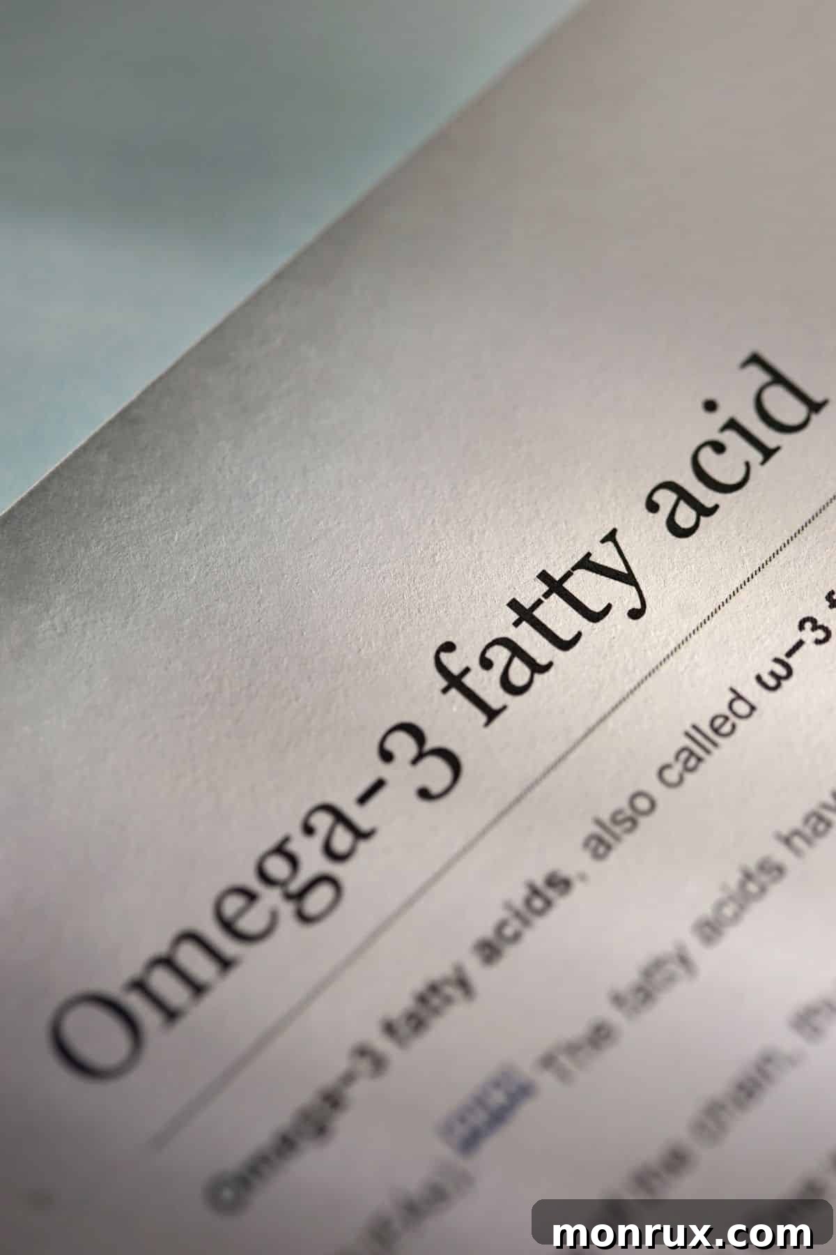 A document with the title 'Omega-3 Fatty Acid', highlighting its importance in nutrition.