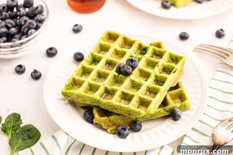 A stack of green waffles