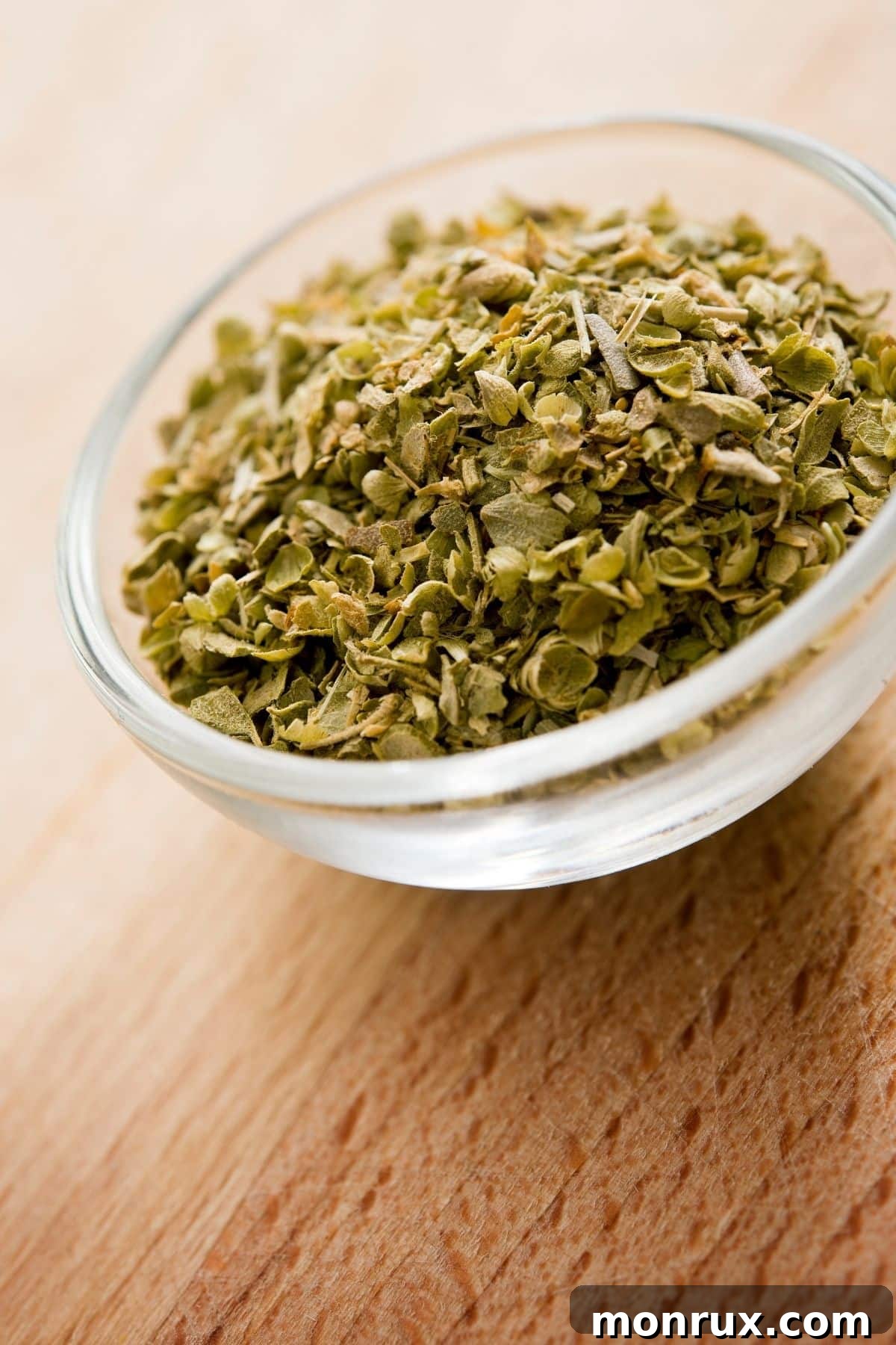 Close up of bowl with dried oregano
