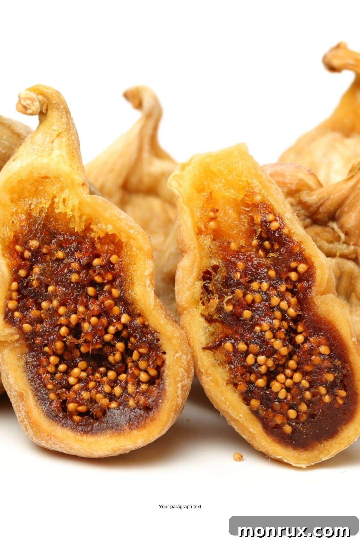 Yellow fig cut open showing the seeds.