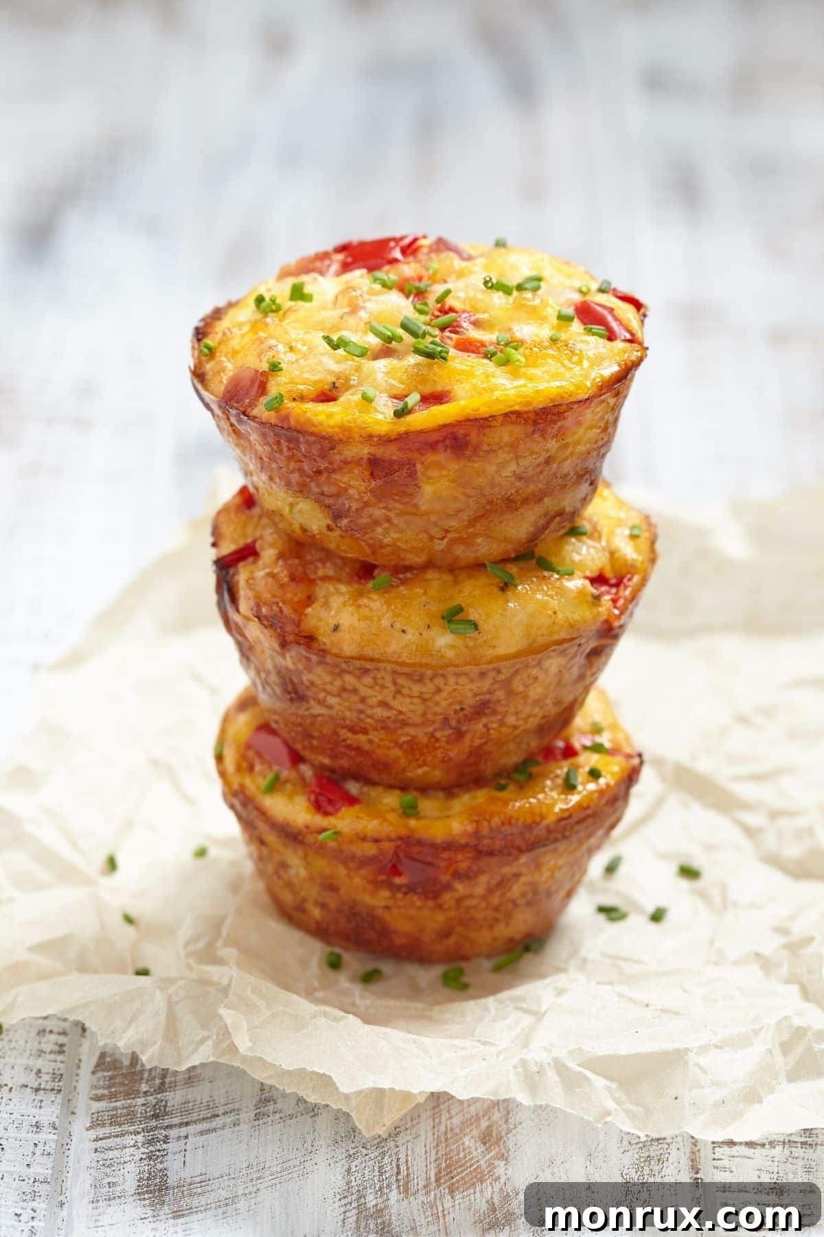 Stack of egg muffins.