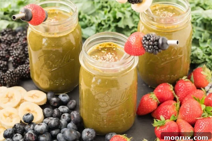 Two glasses of collard green smoothie.
