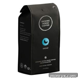 kicking horse coffee bag. Kicking Horse Decaf Coffee Beans, known for their bold flavor.
