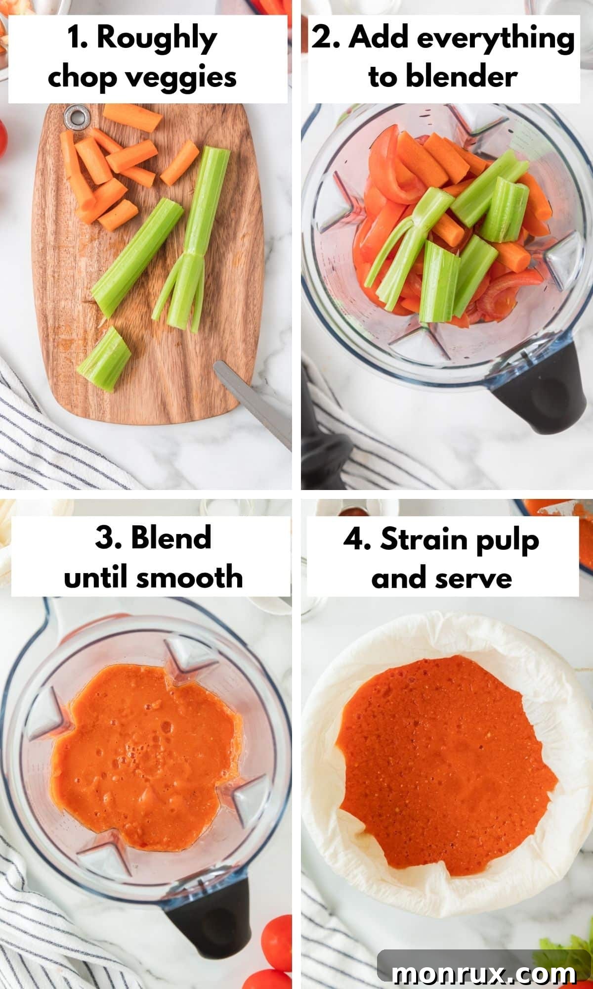 Process collage to chop and blend Tomato Juice.