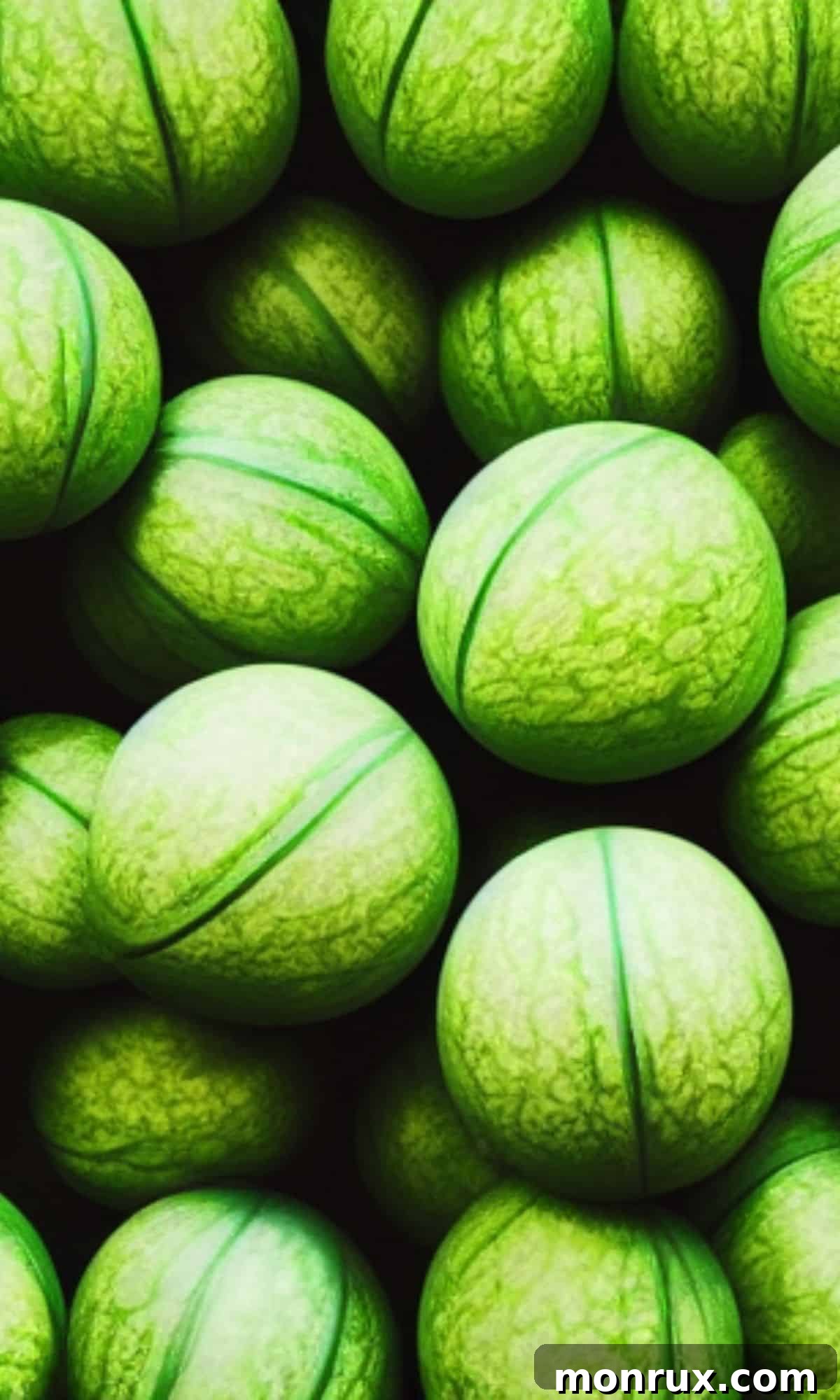 A cluster of egusi melons, resembling smaller watermelons, displayed together.