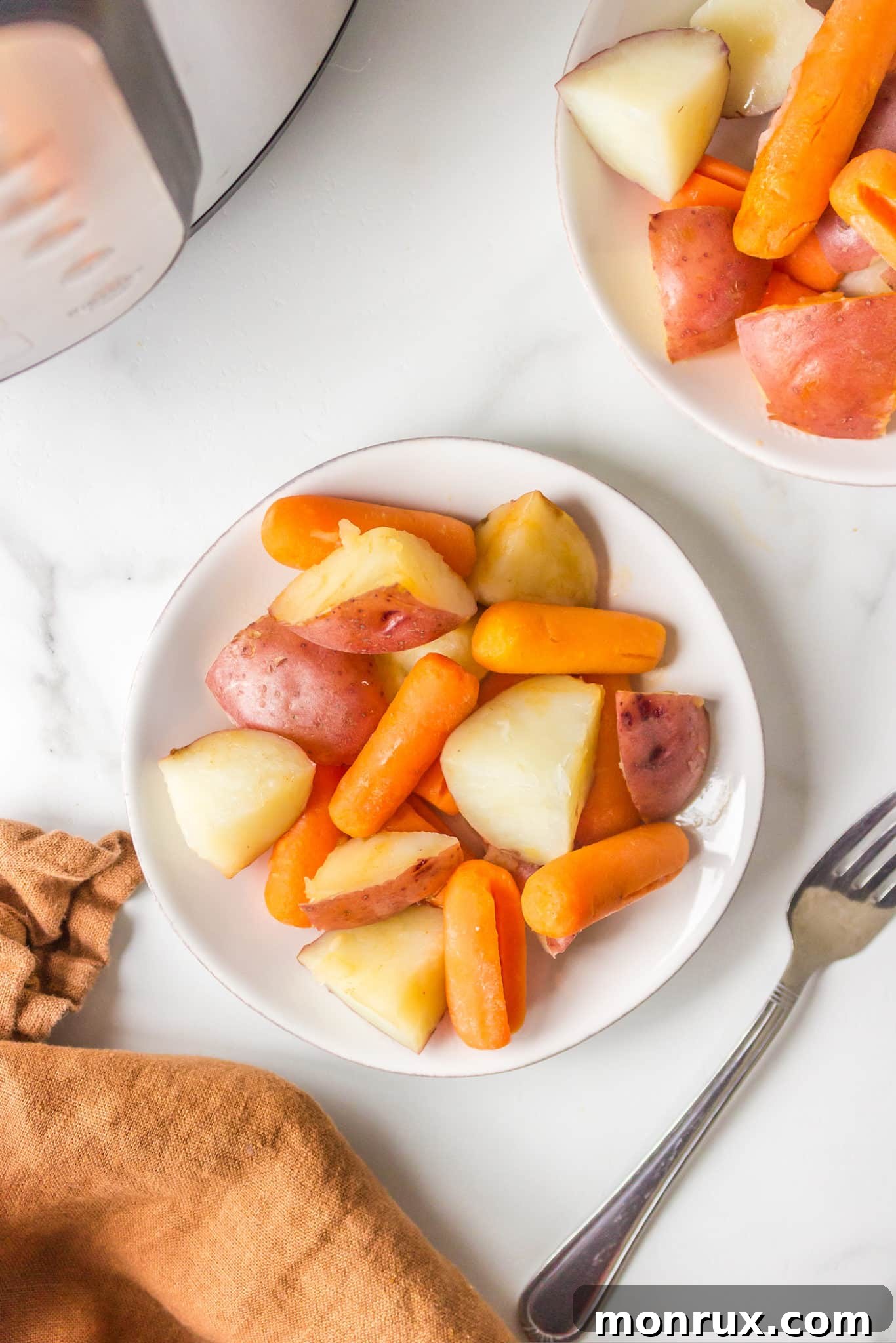 Tender Instant Pot carrots and potatoes, a nutritious and soft side dish.