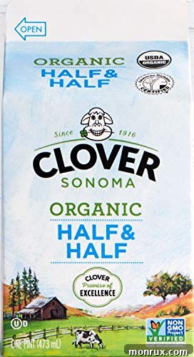 A bottle of Clover Sonoma Organic Half & Half, representing a pure dairy option.