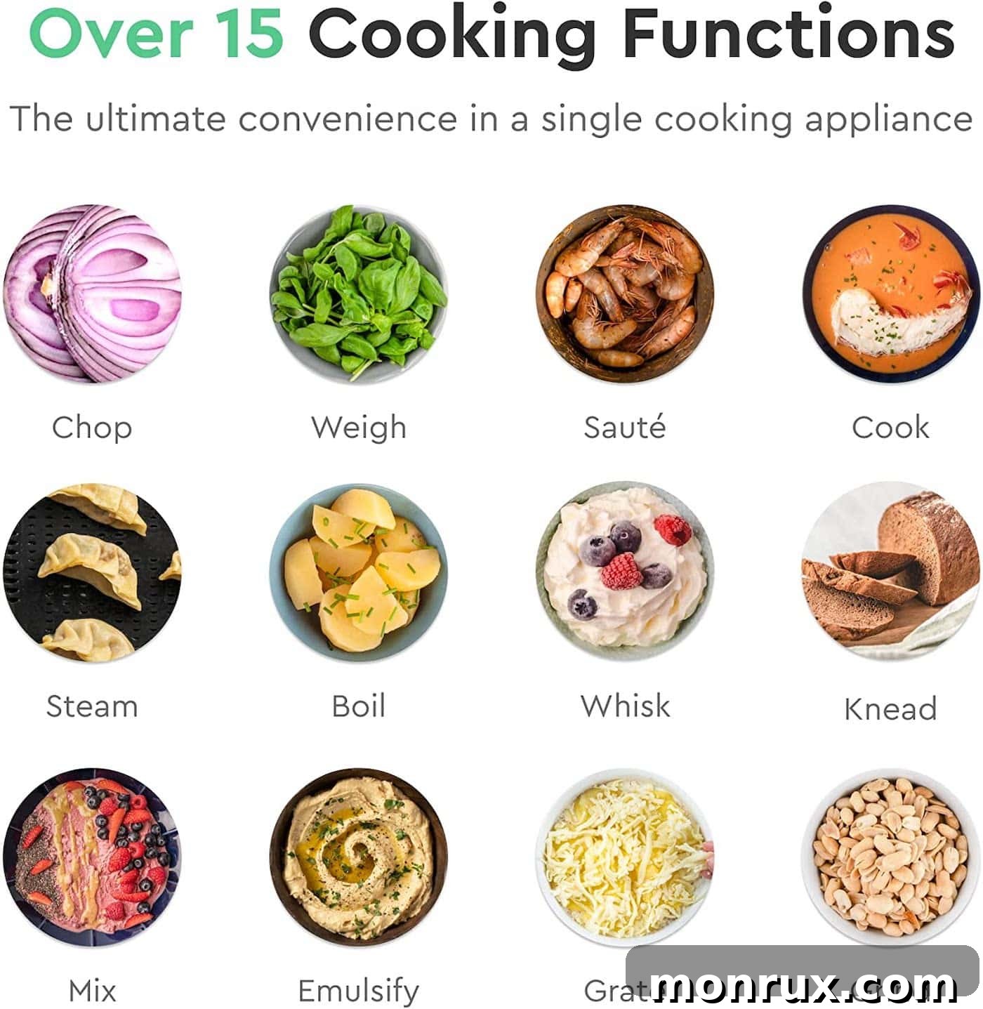 Multo kitchen appliance cooking functions shown on smart hub.