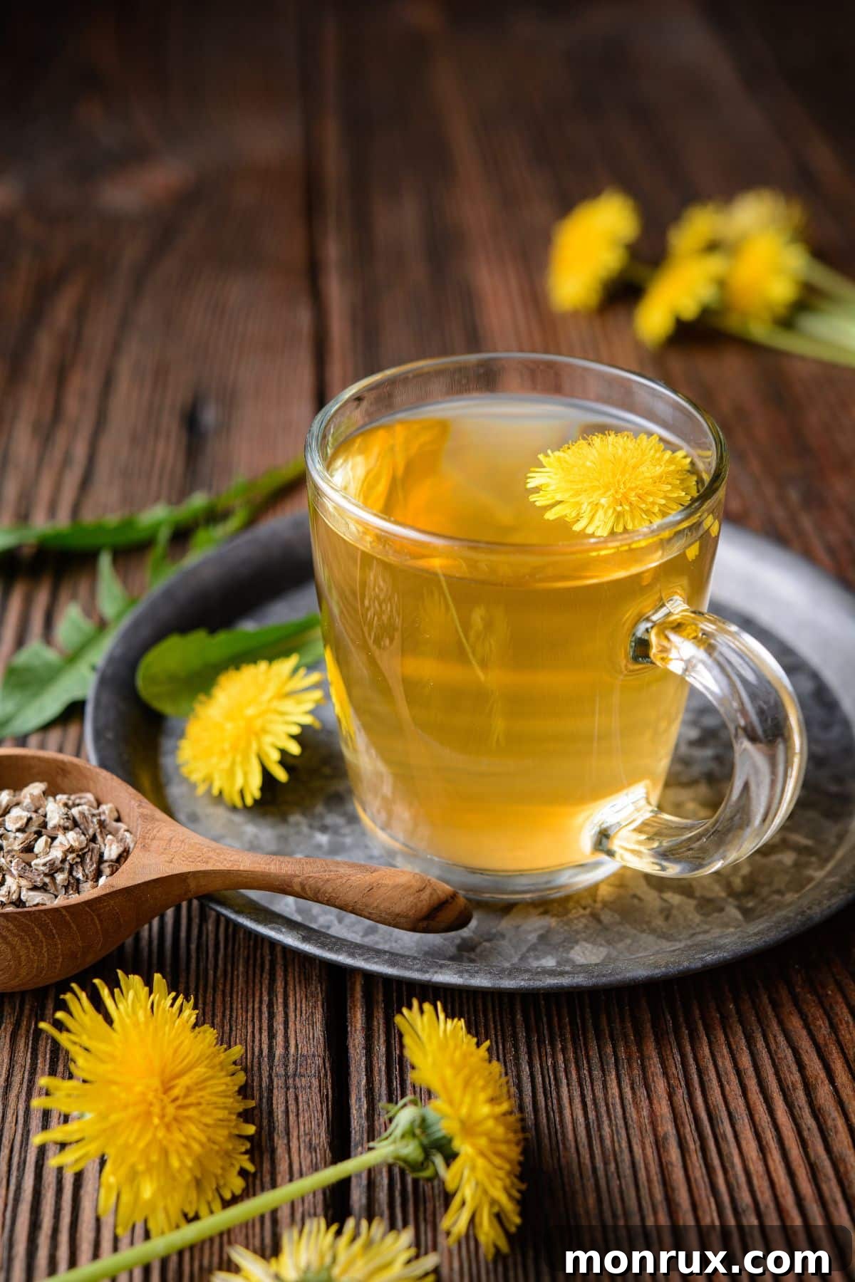 a mug of dandelion root tea.