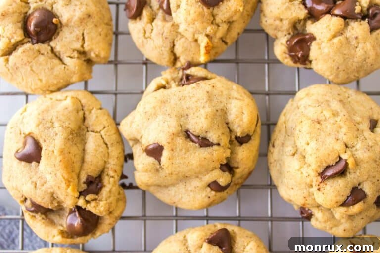 Chocolate Chip Cookies without butter on a cooling rack.