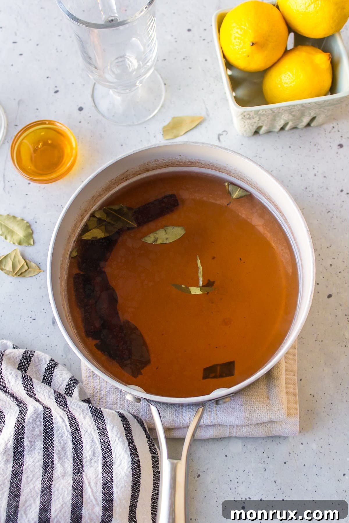 tea cooking in a pan.