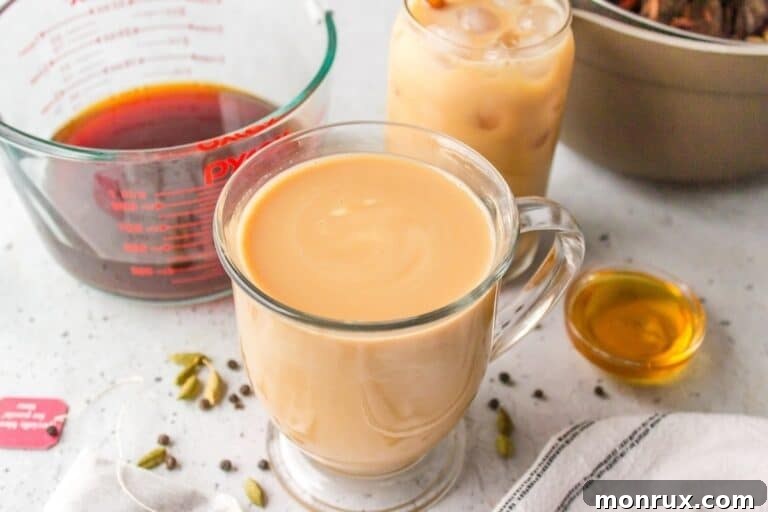 chai tea in a glass.