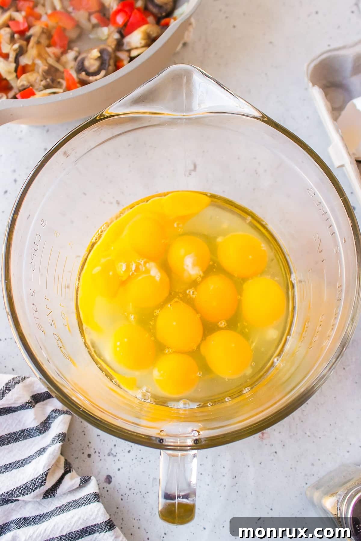 eggs in bowl for casserole.