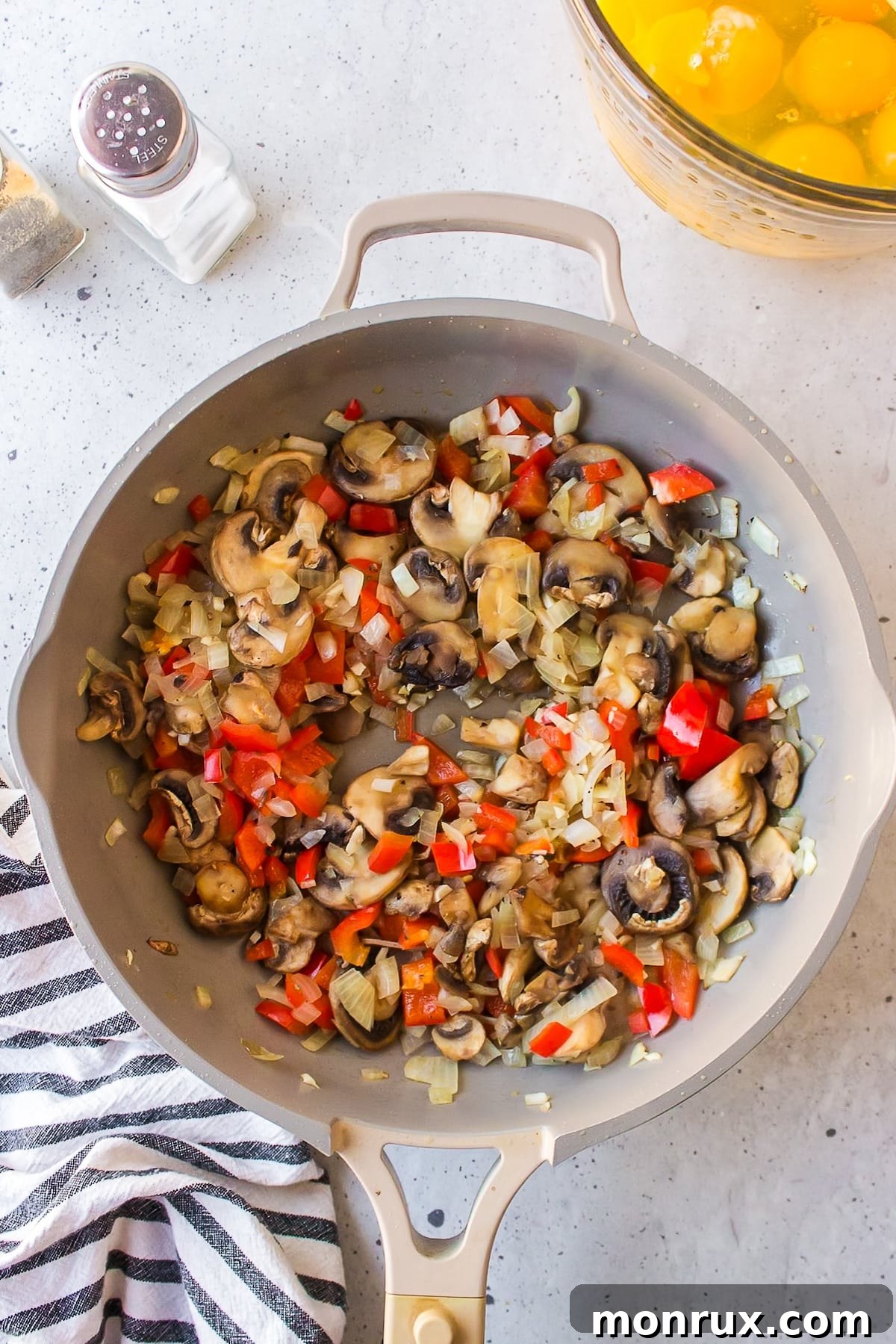 sautéed veggies in pan.