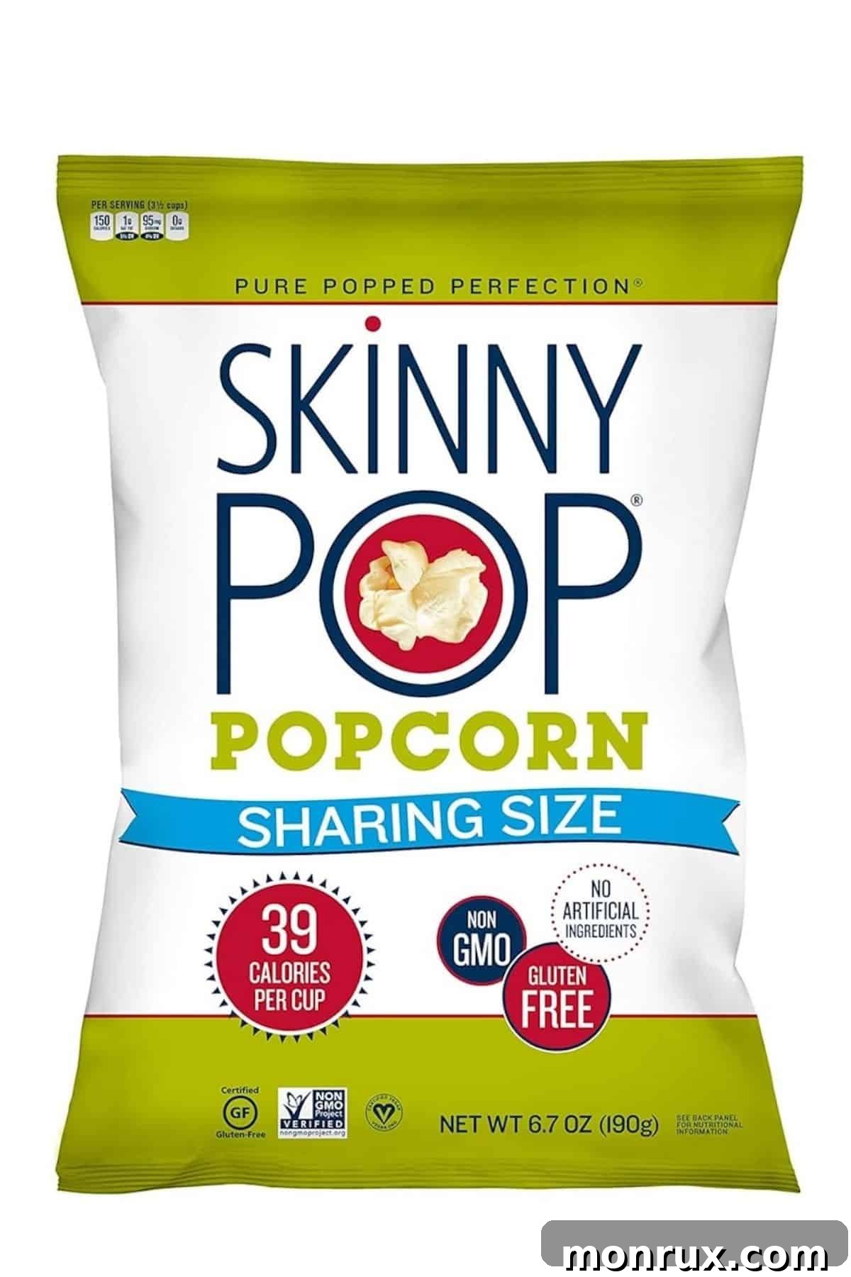 bag of skinny pop popcorn sharing size.