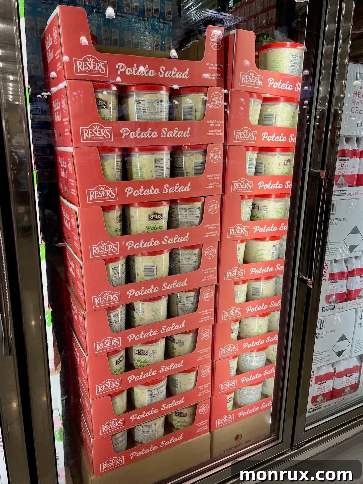 Costco's Reser's potato salad in the store refrigerator.