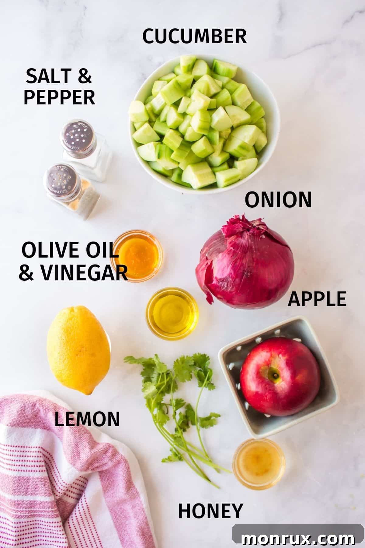 ingredients for apple cucumber salad.