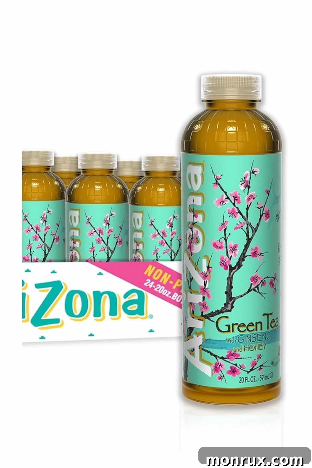 arizona green tea bottle with case.