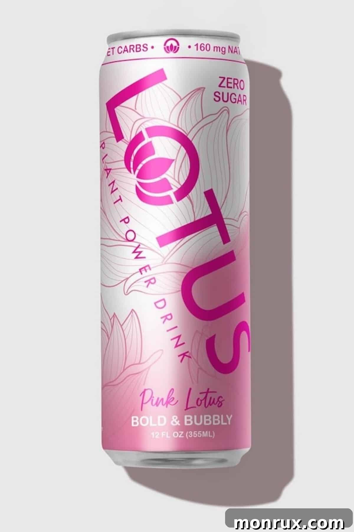 pink lotus zero sugar drink can.