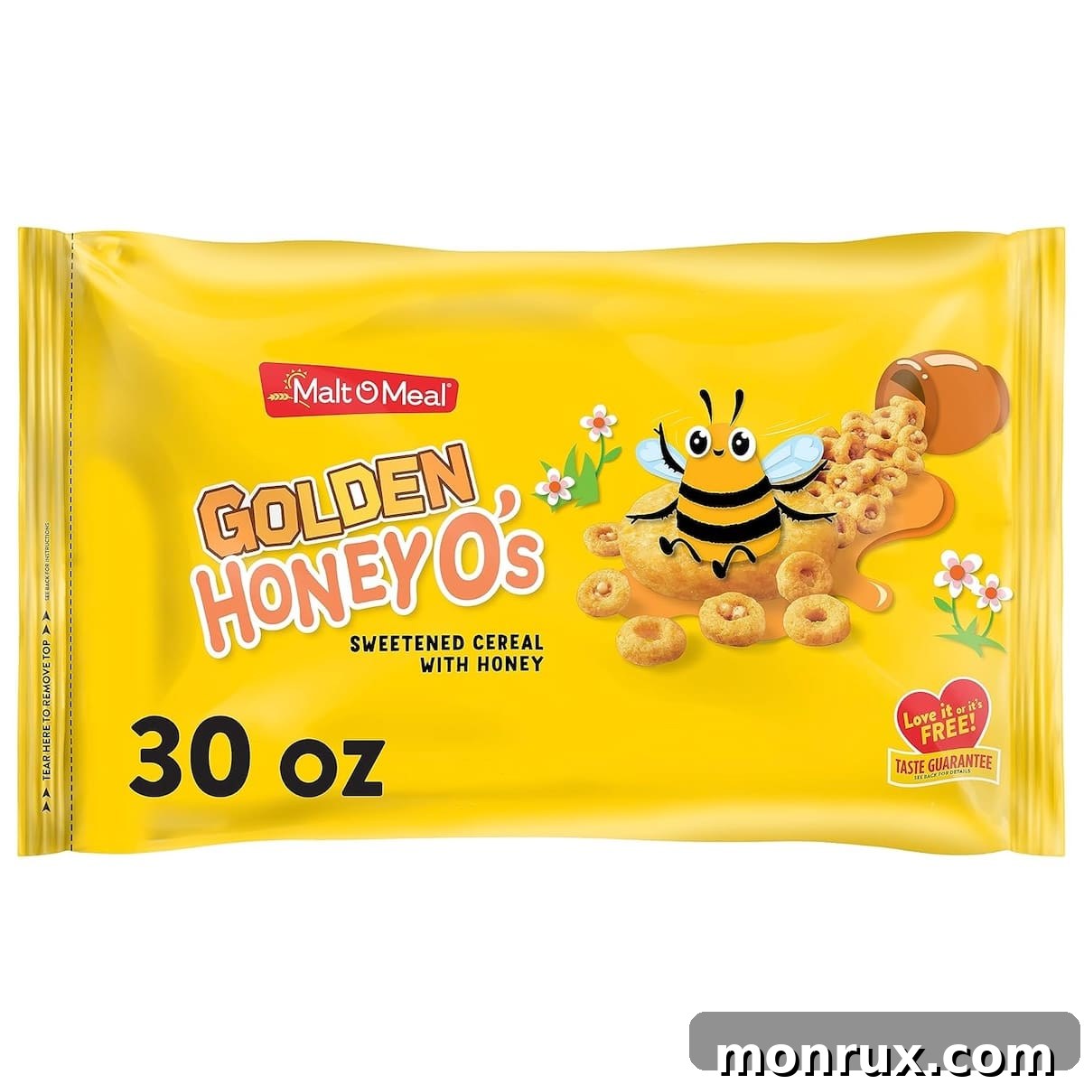 bag of malt-o-meal golden o's cereal.